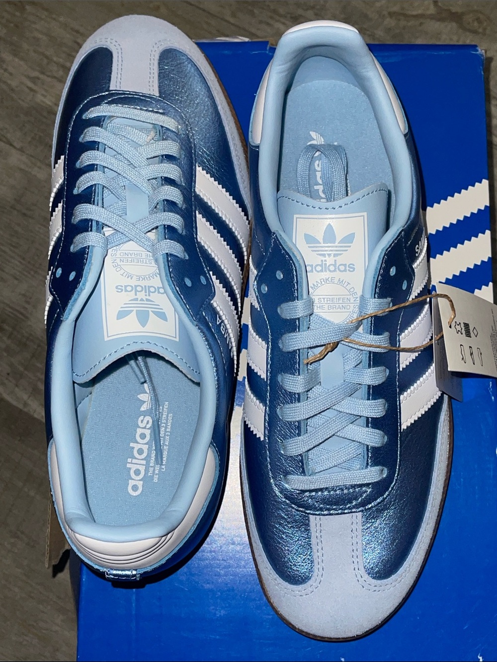 Adidas NWT NEW Samba OG J Metallic Light Blue & White Womens Sneakers size 7 - Picture 9 of 16